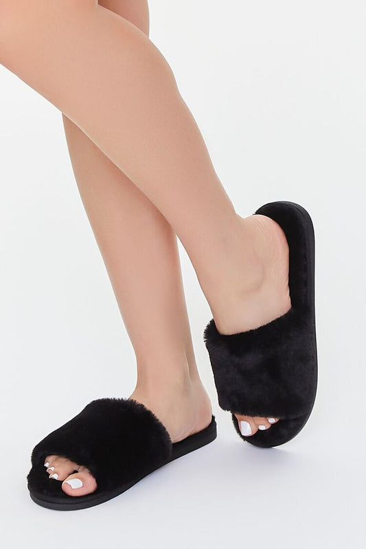 Plush Open-Toe Slippers
