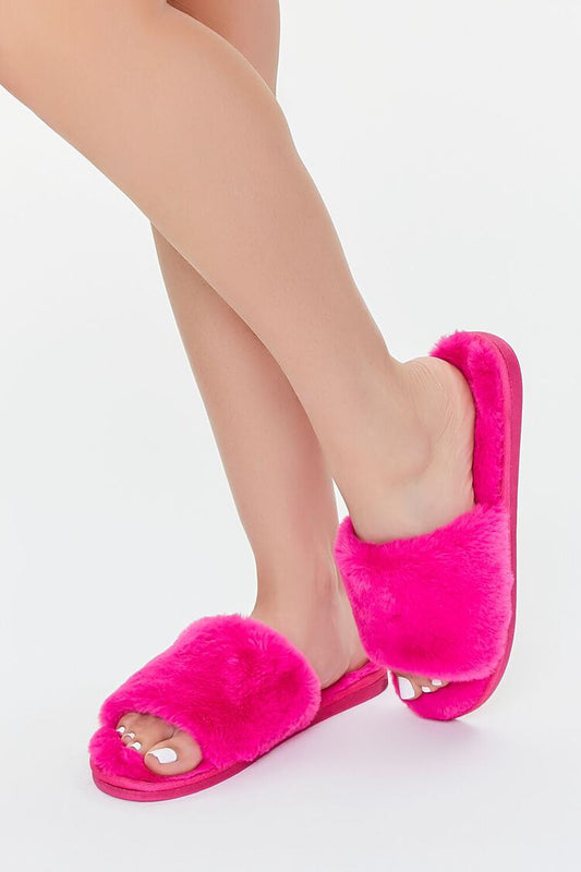 Plush Open-Toe Slippers