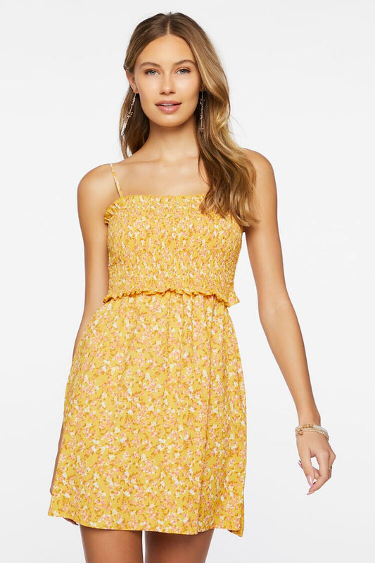 Ditsy Floral Smocked Mini Dress