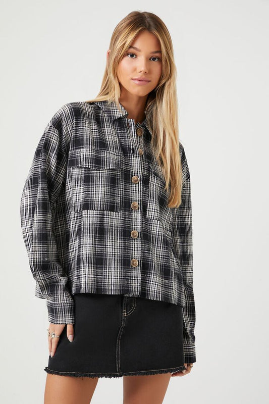 Plaid Boxy Flannel Shirt