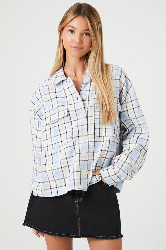 Plaid Drop-Sleeve Shirt