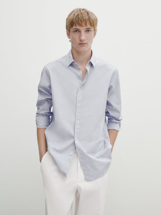 Regular Fit Check Texture Cotton Shirt