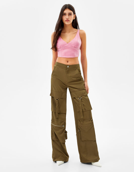 Satin Cargo Trouser