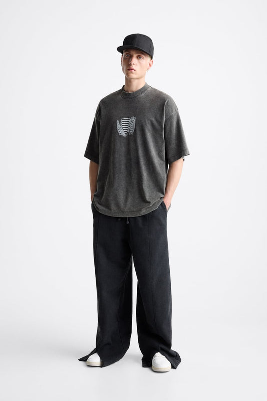 Combination print T-shirt