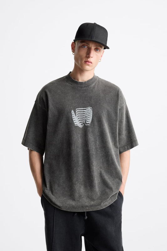 Combination print T-shirt