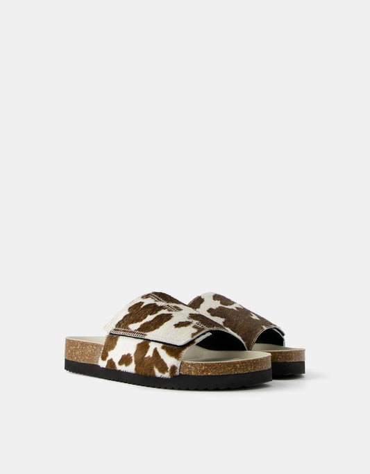 Animal print LEATHER sandals