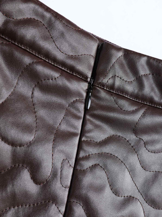 Solid Faux Leather Mini Skirt
