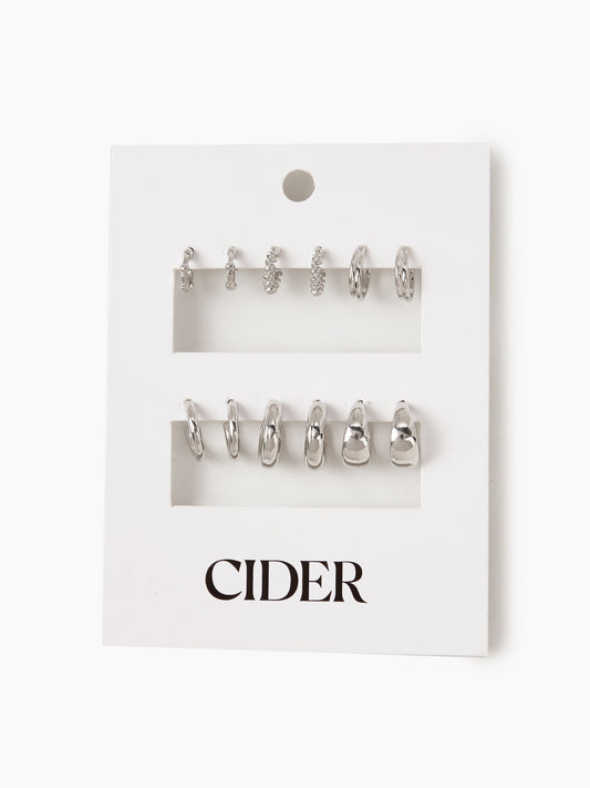 6pairs Geometric Hoop Earrings