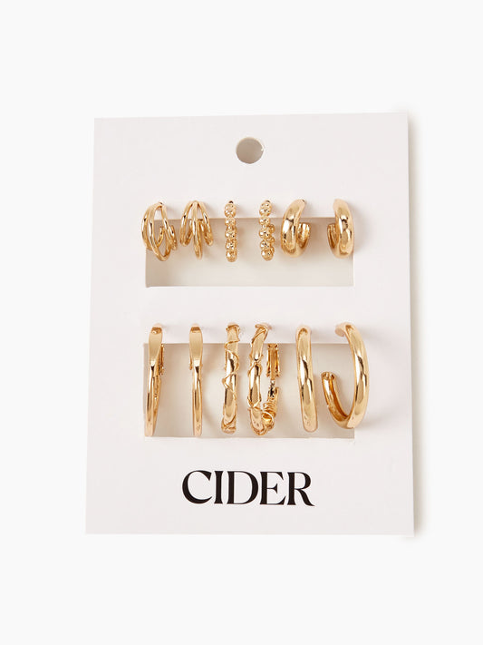 6pairs Geometric Hoop Earrings