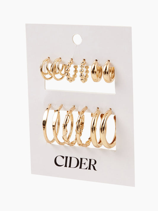 6pairs Geometric Hoop Earrings