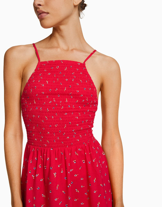 Mini halter neck print dress