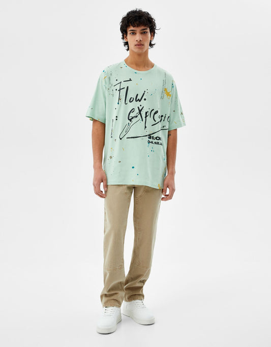 Oversized Paint Splatter Print T-Shirt