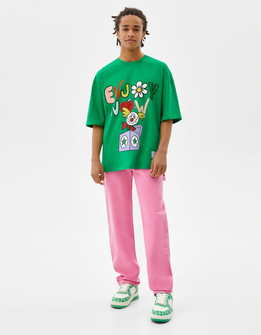 Printed Short Sleeve Oversize T-Shirt