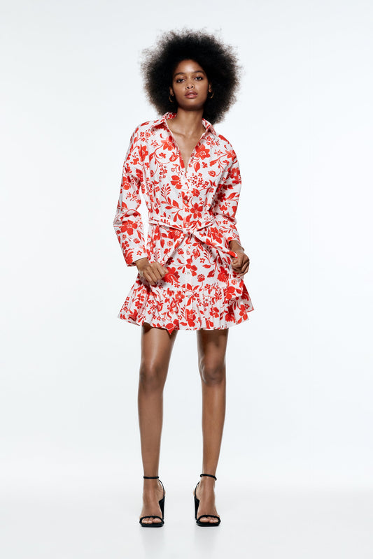 Red Floral Print Dress