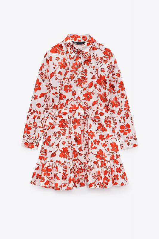 Red Floral Print Dress