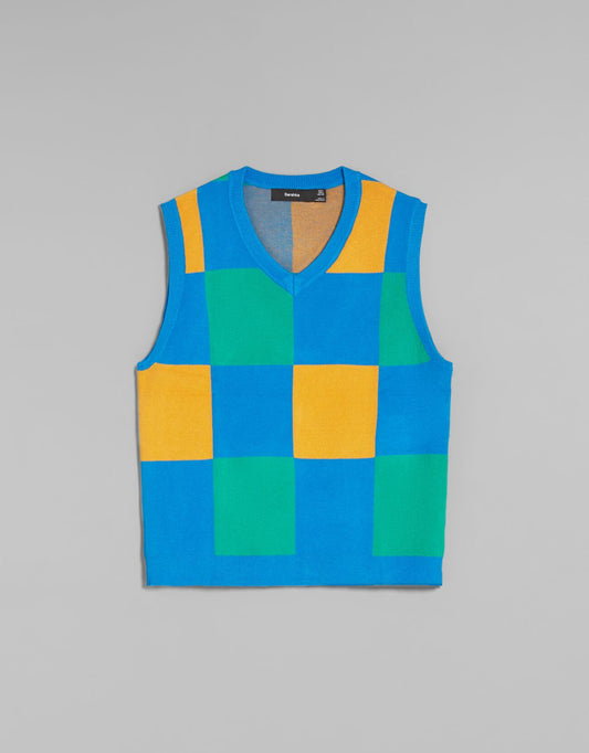 Multicoloured Check Gilet