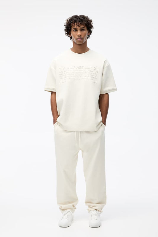 Wide-leg interlock joggers