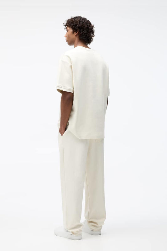 Wide-leg interlock joggers
