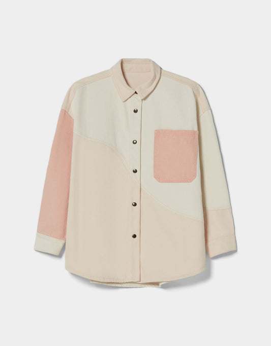 Oversize Colour Block Denim Shirt