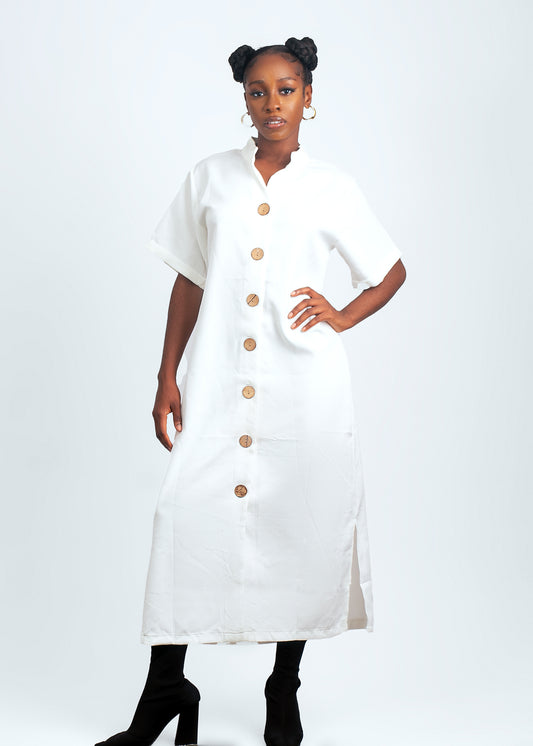 Straight fit loose Dress with button