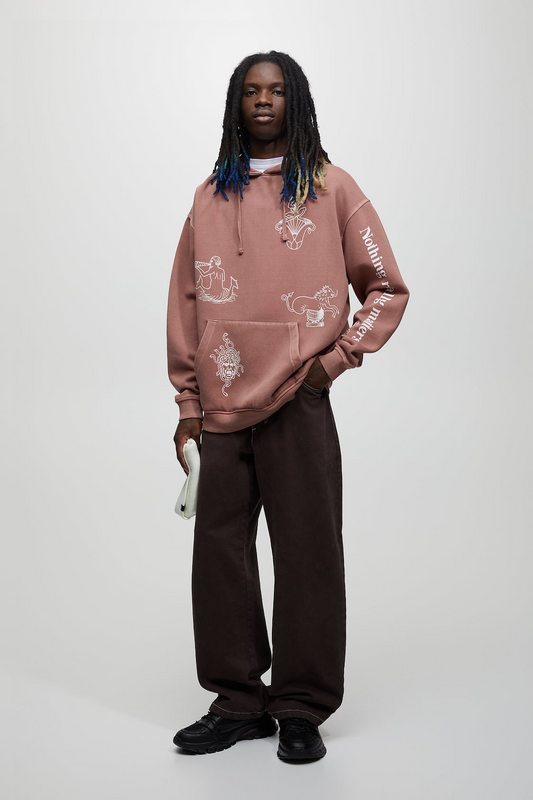 Faded-effect printed Hoodie