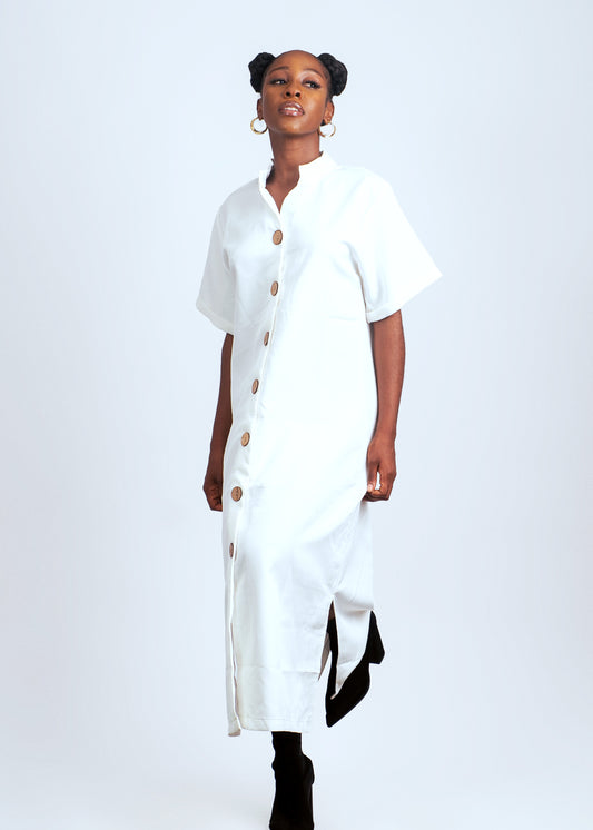 Straight fit loose Dress with button