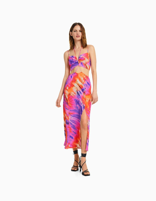 Strappy midi dress with cut-out