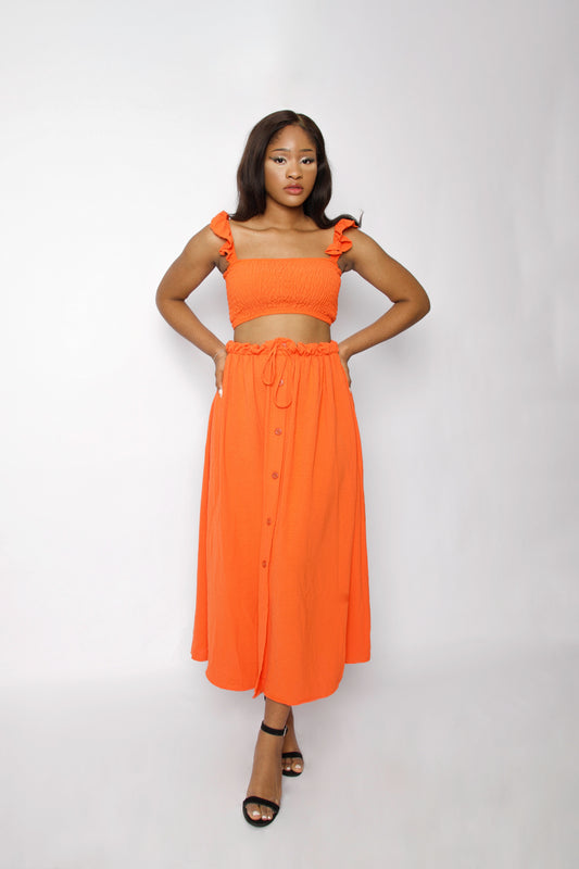 Sexy Crop Top & Maxi Skirt Two Piece