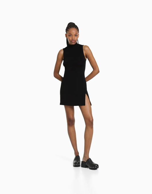 High neck mini dress