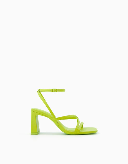 High-heel strappy sandals with ankle strap