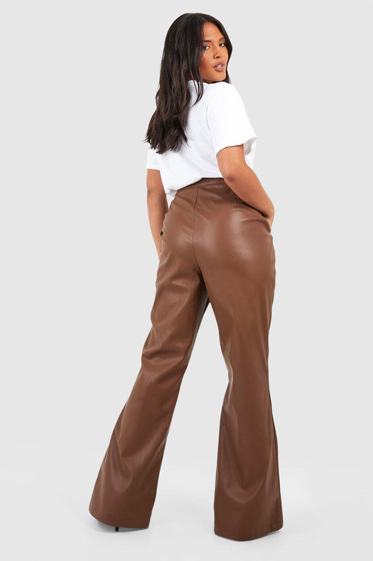 Plus Pu Flare Trousers