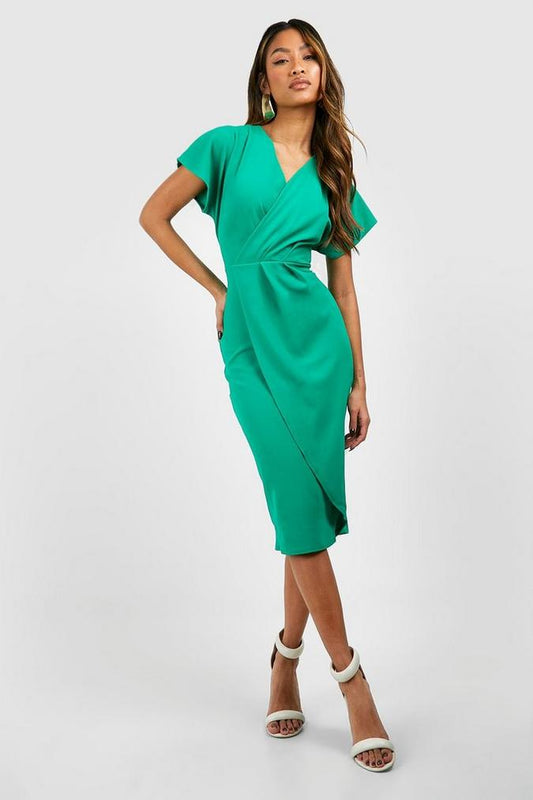 Wrap front Midi Dress