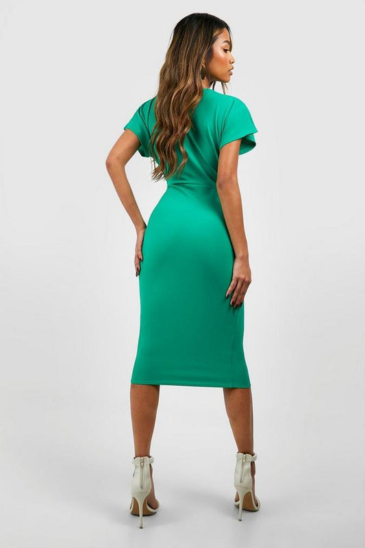 Wrap front Midi Dress