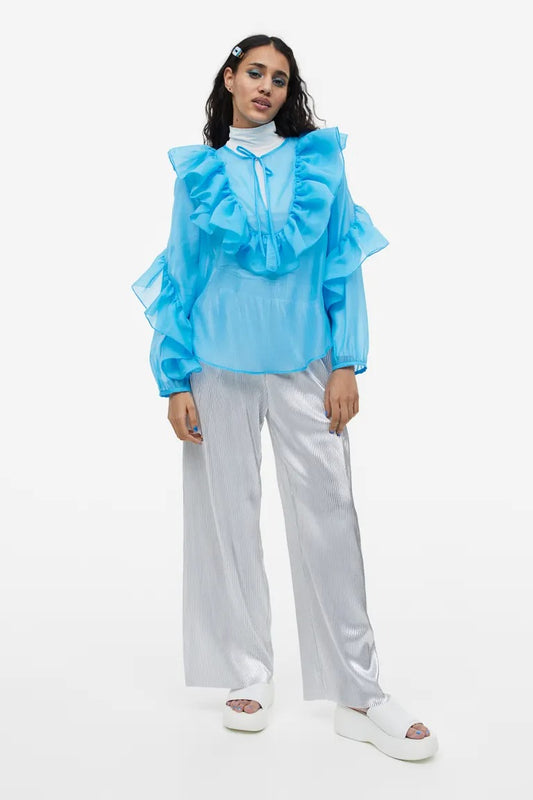 Flounced organza blouse