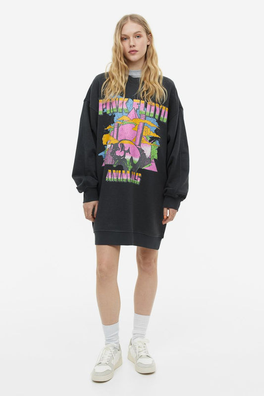 Oversized Printed Sweatshirt Dress