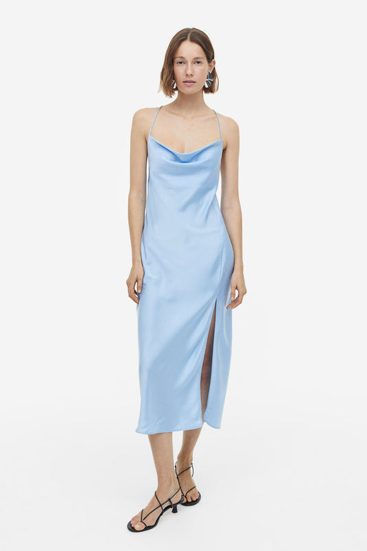 Cowl-neck Satin Dress