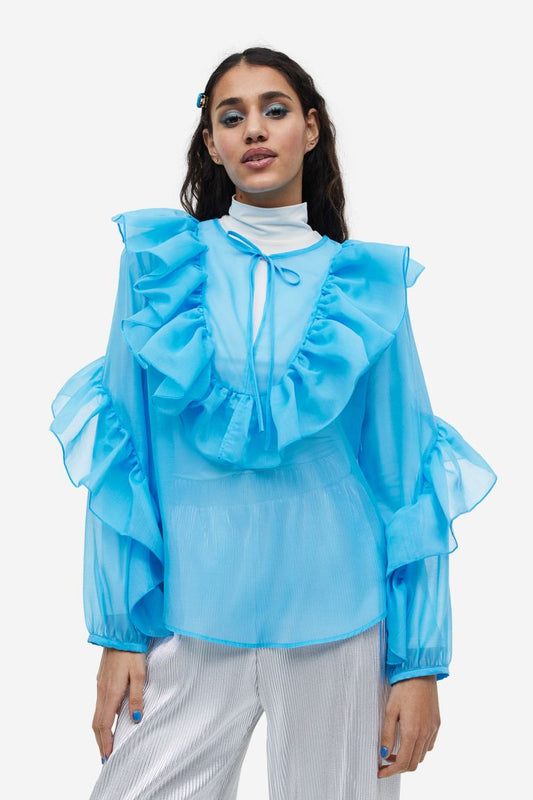 Flounced organza blouse