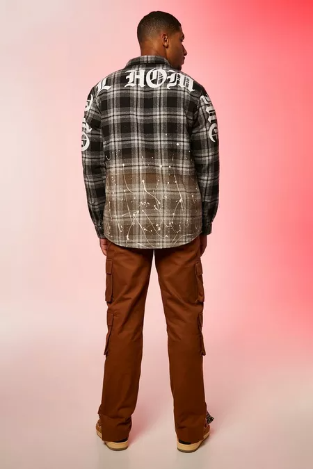 Tall Heavy Check Overshirt with Bleach Hem