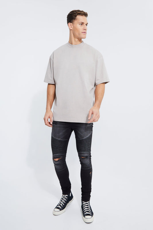 Tall Super Skinny Ripped Biker Jeans