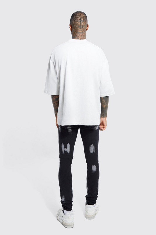 Skinny Stretch Bleach Detail Jeans
