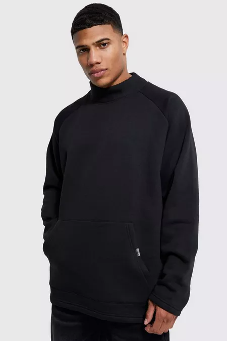 Oversized Extended Neck Raglan Sweatshirt