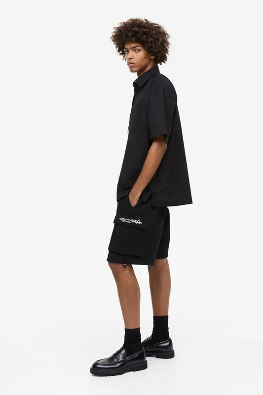 Relaxed Fit Printed Cargo Sweatshorts