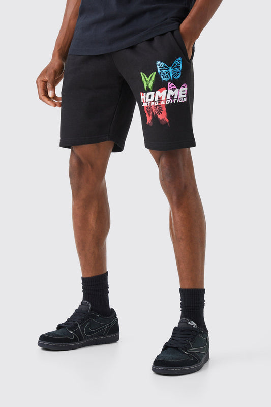 Loose Fit Blurred Butterfly Jersey Short