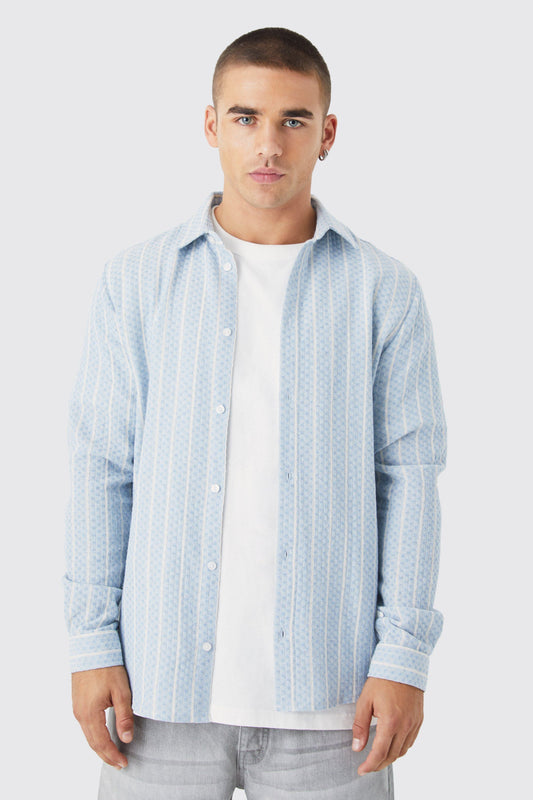 Long Sleeve Textured Stripe Shirt