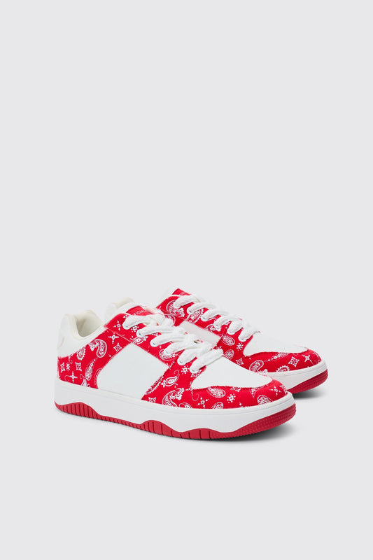 Limited edition bandana print chunky trainer in red