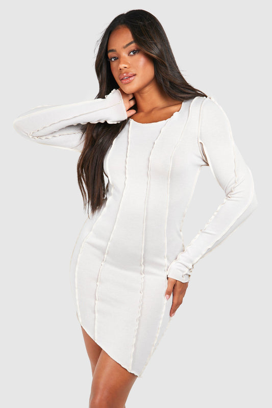 Seam Detail Asymmetric Mini Dress