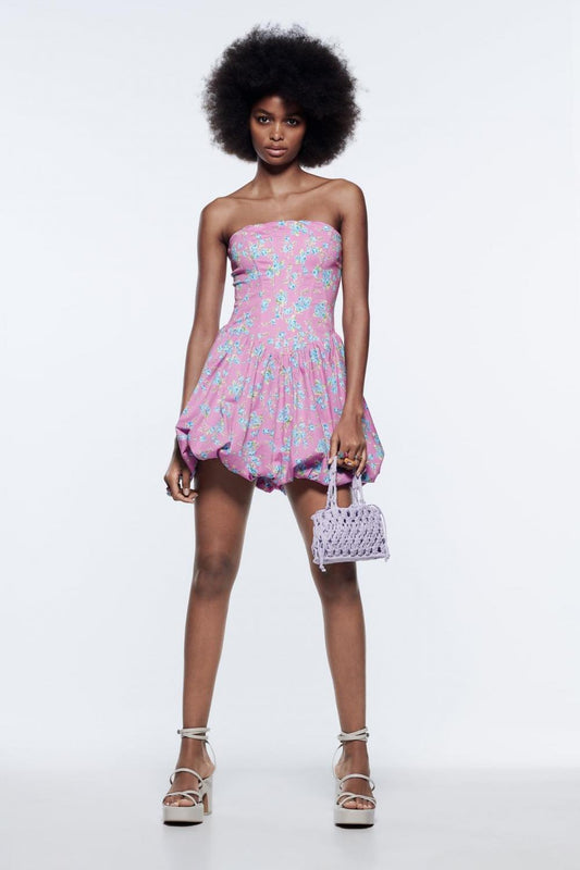 Floral Corsetry-Inspired Playsuit Dress