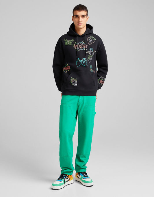 Neon Print Oversize Hoodie