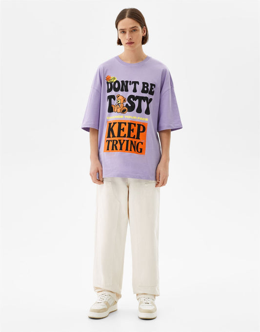 Printed Short Sleeve Oversize T-Shirt