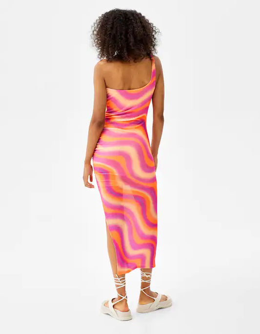 Long Wavy Asymmetric Dress